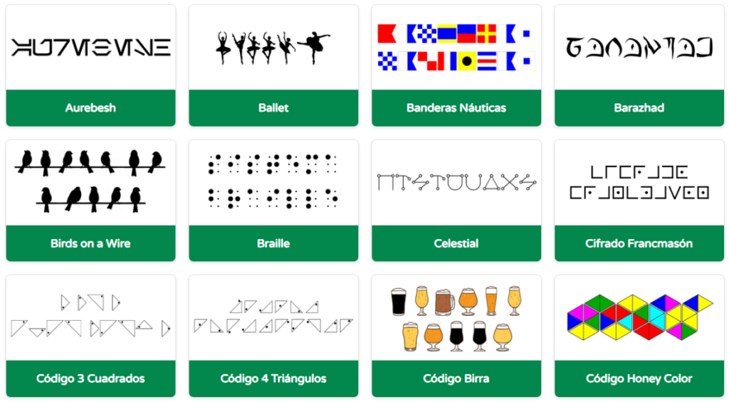 Vista previa de los alfabetos
